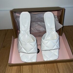 Charlotte Russe White Quilted Mules